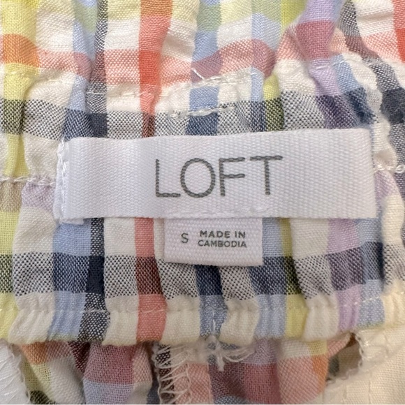 LOFT Multicolor Plaid Seersucker Paperbag Shorts - Picture 3 of 13